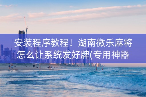 安装程序教程！湖南微乐麻将怎么让系统发好牌(专用神器下载)