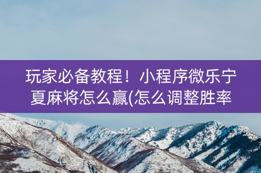 玩家必备教程！小程序微乐宁夏麻将怎么赢(怎么调整胜率)