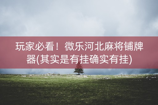 玩家必看！微乐河北麻将铺牌器(其实是有挂确实有挂)