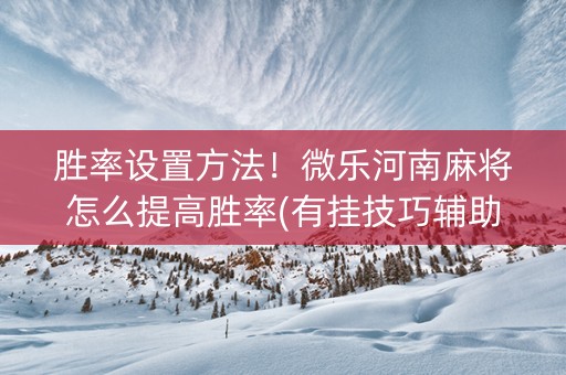 胜率设置方法！微乐河南麻将怎么提高胜率(有挂技巧辅助器)