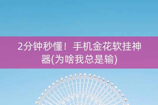 2分钟秒懂！手机金花软挂神器(为啥我总是输)