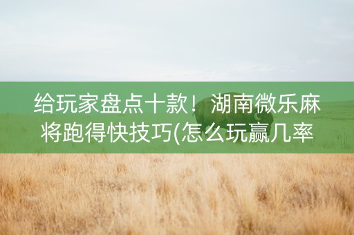 给玩家盘点十款！湖南微乐麻将跑得快技巧(怎么玩赢几率大)
