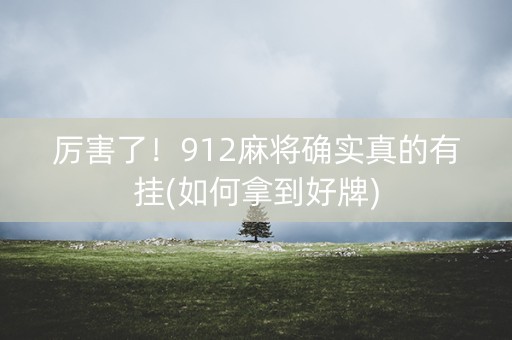 厉害了！912麻将确实真的有挂(如何拿到好牌)