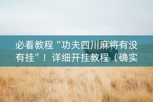 必看教程“功夫四川麻将有没有挂”！详细开挂教程（确实真的有挂)-抖音