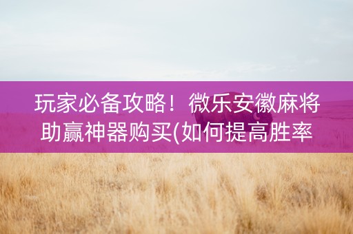 玩家必备攻略！微乐安徽麻将助赢神器购买(如何提高胜率)