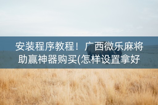 安装程序教程！广西微乐麻将助赢神器购买(怎样设置拿好牌)