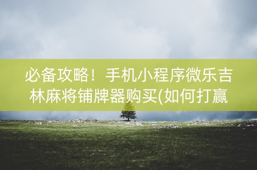 必备攻略！手机小程序微乐吉林麻将铺牌器购买(如何打赢有插件吗)