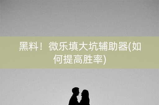 黑料！微乐填大坑辅助器(如何提高胜率)