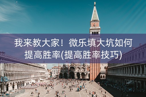 我来教大家！微乐填大坑如何提高胜率(提高胜率技巧)