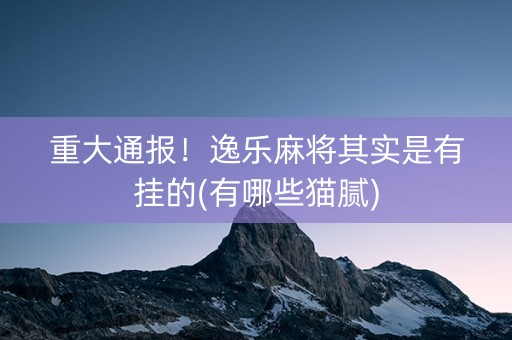 重大通报！逸乐麻将其实是有挂的(有哪些猫腻)