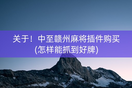 关于！中至赣州麻将插件购买(怎样能抓到好牌)