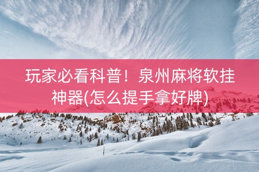 玩家必看科普！泉州麻将软挂神器(怎么提手拿好牌)