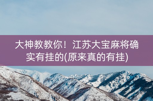大神教教你！江苏大宝麻将确实有挂的(原来真的有挂)