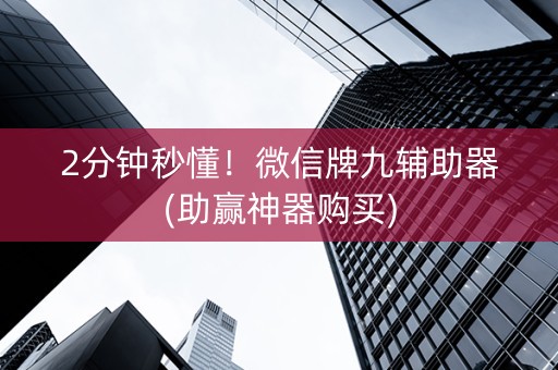 2分钟秒懂！微信牌九辅助器(助赢神器购买)