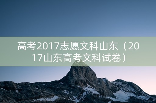 高考2017志愿文科山东（2017山东高考文科试卷）