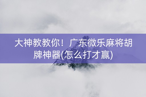 大神教教你！广东微乐麻将胡牌神器(怎么打才赢)