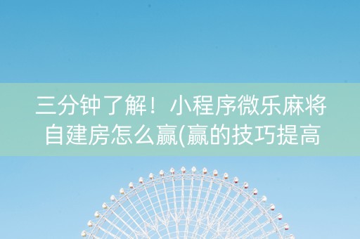 三分钟了解！小程序微乐麻将自建房怎么赢(赢的技巧提高胜率)