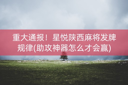 重大通报！星悦陕西麻将发牌规律(助攻神器怎么才会赢)