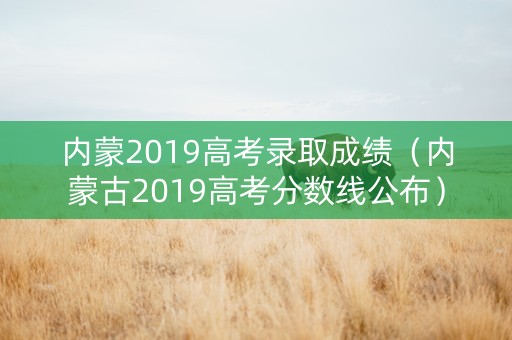 内蒙2019高考录取成绩（内蒙古2019高考分数线公布）