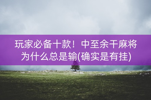 玩家必备十款！中至余干麻将为什么总是输(确实是有挂)