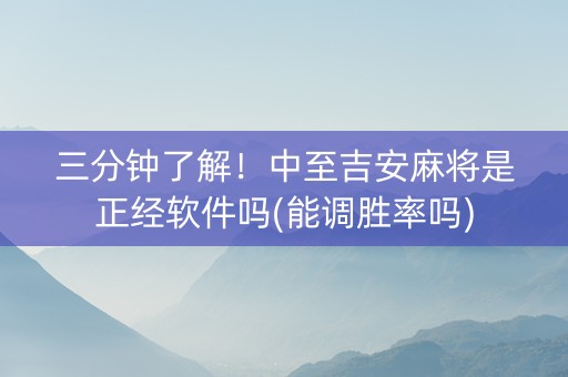 三分钟了解！中至吉安麻将是正经软件吗(能调胜率吗)