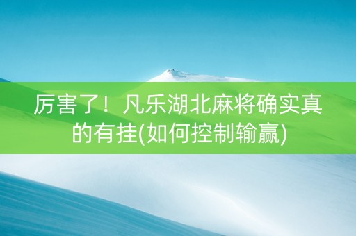 厉害了！凡乐湖北麻将确实真的有挂(如何控制输赢)