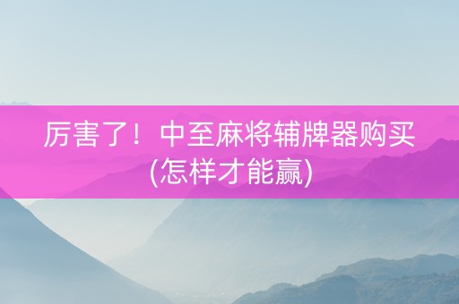 厉害了！中至麻将辅牌器购买(怎样才能赢)