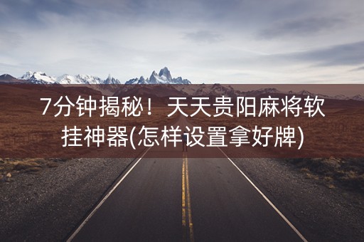 7分钟揭秘！天天贵阳麻将软挂神器(怎样设置拿好牌)