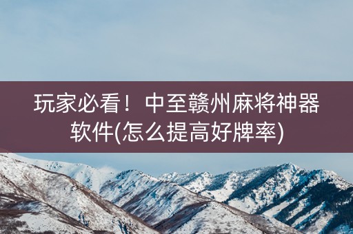 玩家必看！中至赣州麻将神器软件(怎么提高好牌率)