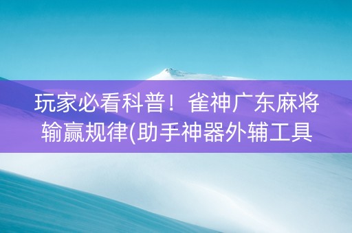 玩家必看科普！雀神广东麻将输赢规律(助手神器外辅工具)