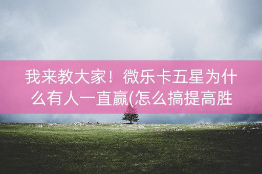 我来教大家！微乐卡五星为什么有人一直赢(怎么搞提高胜率)