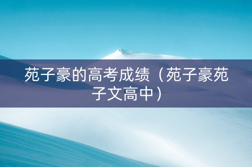 苑子豪的高考成绩（苑子豪苑子文高中）