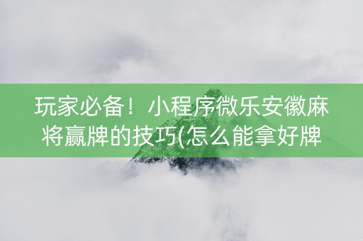 玩家必备！小程序微乐安徽麻将赢牌的技巧(怎么能拿好牌)