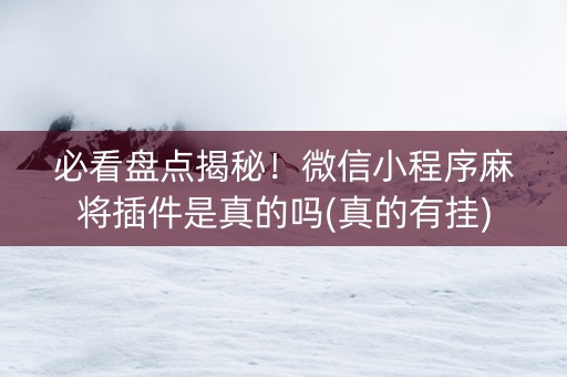 必看盘点揭秘！微信小程序麻将插件是真的吗(真的有挂)