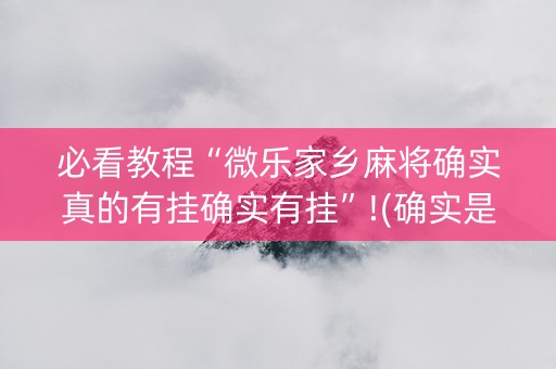 必看教程“微乐家乡麻将确实真的有挂确实有挂”!(确实是有挂)-抖音