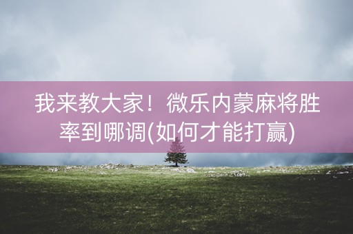 我来教大家！微乐内蒙麻将胜率到哪调(如何才能打赢)