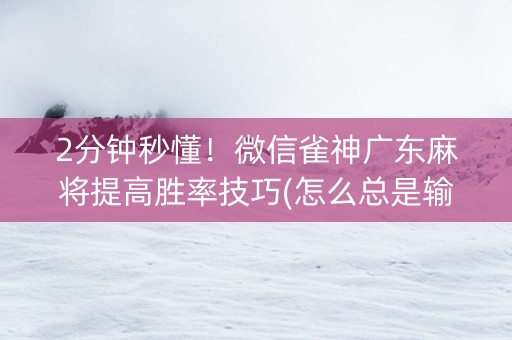 2分钟秒懂！微信雀神广东麻将提高胜率技巧(怎么总是输)