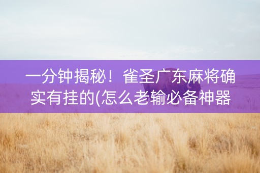 一分钟揭秘！雀圣广东麻将确实有挂的(怎么老输必备神器)