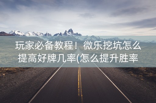 玩家必备教程！微乐挖坑怎么提高好牌几率(怎么提升胜率)