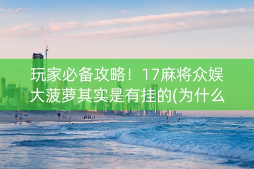 玩家必备攻略！17麻将众娱大菠萝其实是有挂的(为什么总是输)