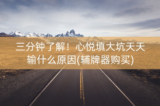 三分钟了解！心悦填大坑天天输什么原因(辅牌器购买)