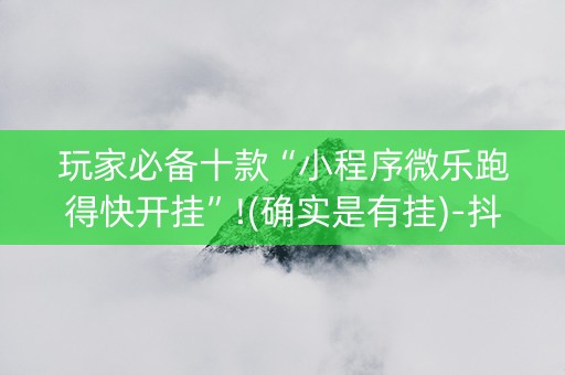 玩家必备十款“小程序微乐跑得快开挂”!(确实是有挂)-抖音
