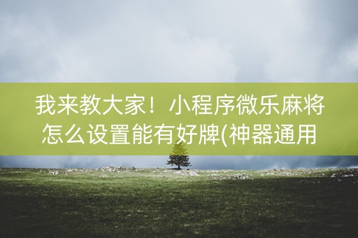 我来教大家！小程序微乐麻将怎么设置能有好牌(神器通用版)