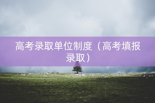 高考录取单位制度（高考填报录取）