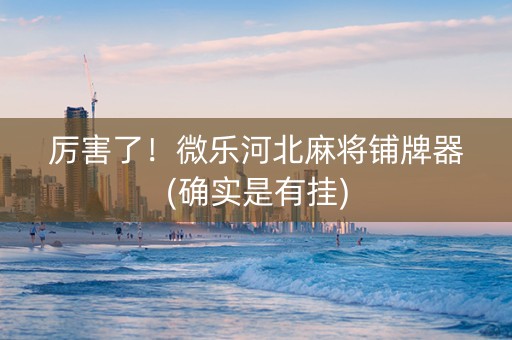 厉害了！微乐河北麻将铺牌器(确实是有挂)