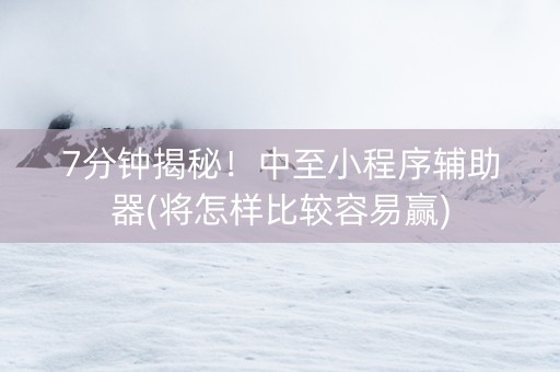 7分钟揭秘！中至小程序辅助器(将怎样比较容易赢)