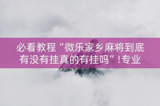 必看教程“微乐家乡麻将到底有没有挂真的有挂吗”!专业师傅带你一起了解（详细教程）-抖音