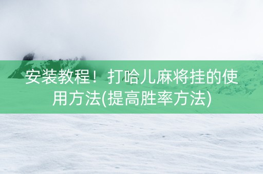 安装教程！打哈儿麻将挂的使用方法(提高胜率方法)