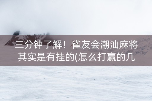 三分钟了解！雀友会潮汕麻将其实是有挂的(怎么打赢的几率大)