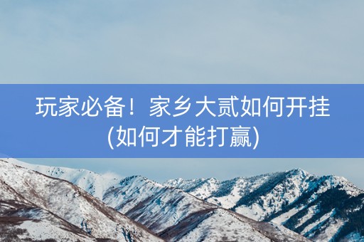 玩家必备！家乡大贰如何开挂(如何才能打赢)
